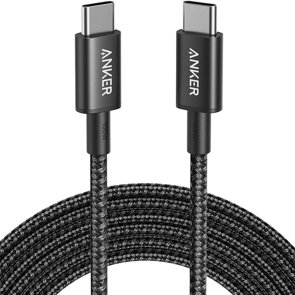 Anker Nano 75W Car Charger and New Nylon USB-C to USB-C 100W Cable (10 ft)