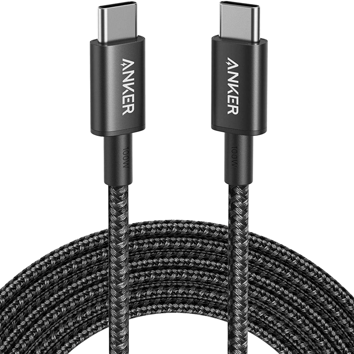 New Nylon USB-C to USB-C 100W Cable (10 ft) L4 Black