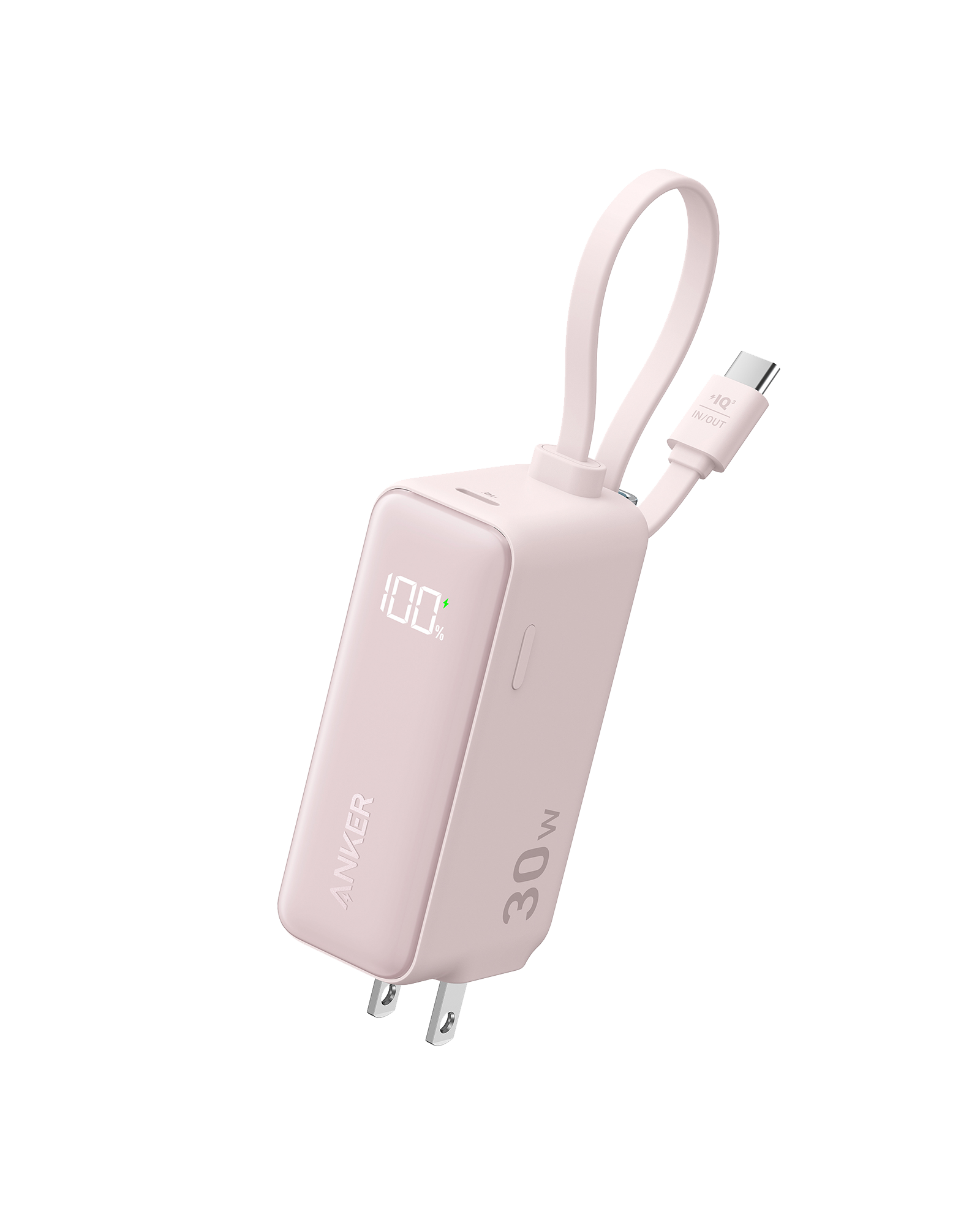 Anker Power Bank (30W, 5k, Fusion, Built-In USB-C Cable) M9 Pink