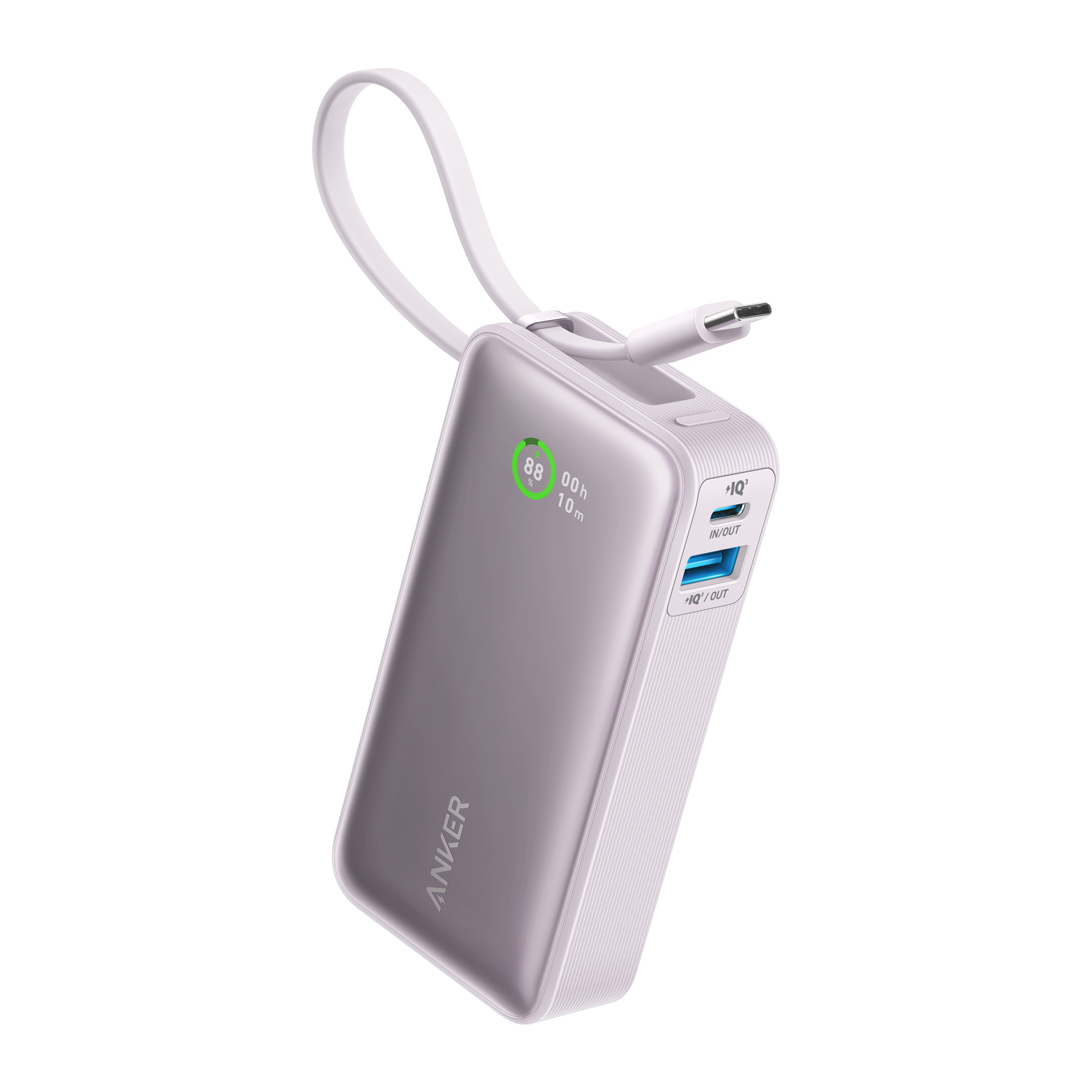 Anker Nano Power Bank (30W, Built-In USB-C Cable) I9 Lilac Purple