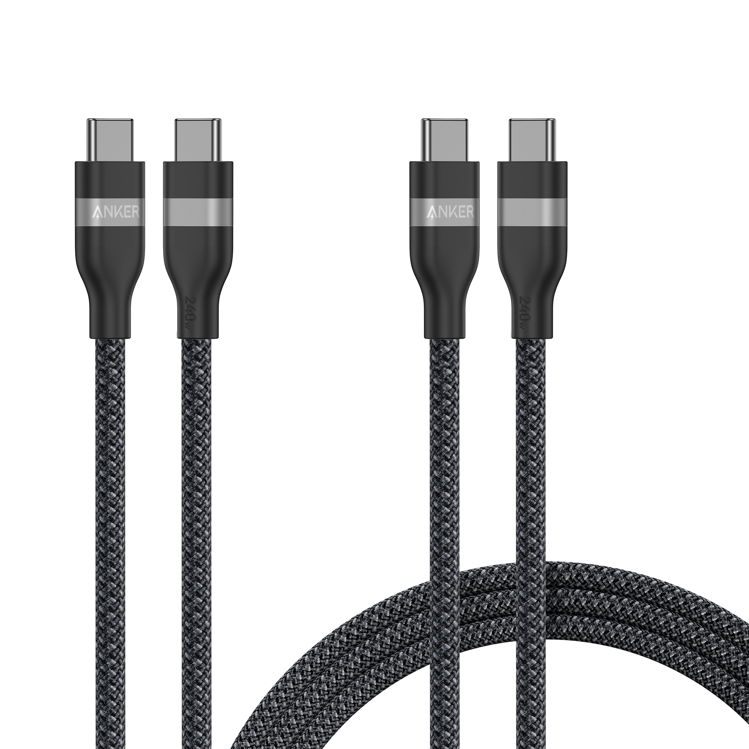 Anker USB-C to USB-C Cable (3 ft / 6 ft, 240W, Upcycled-Braided, 2-Pack) L6 3ft × 6ft