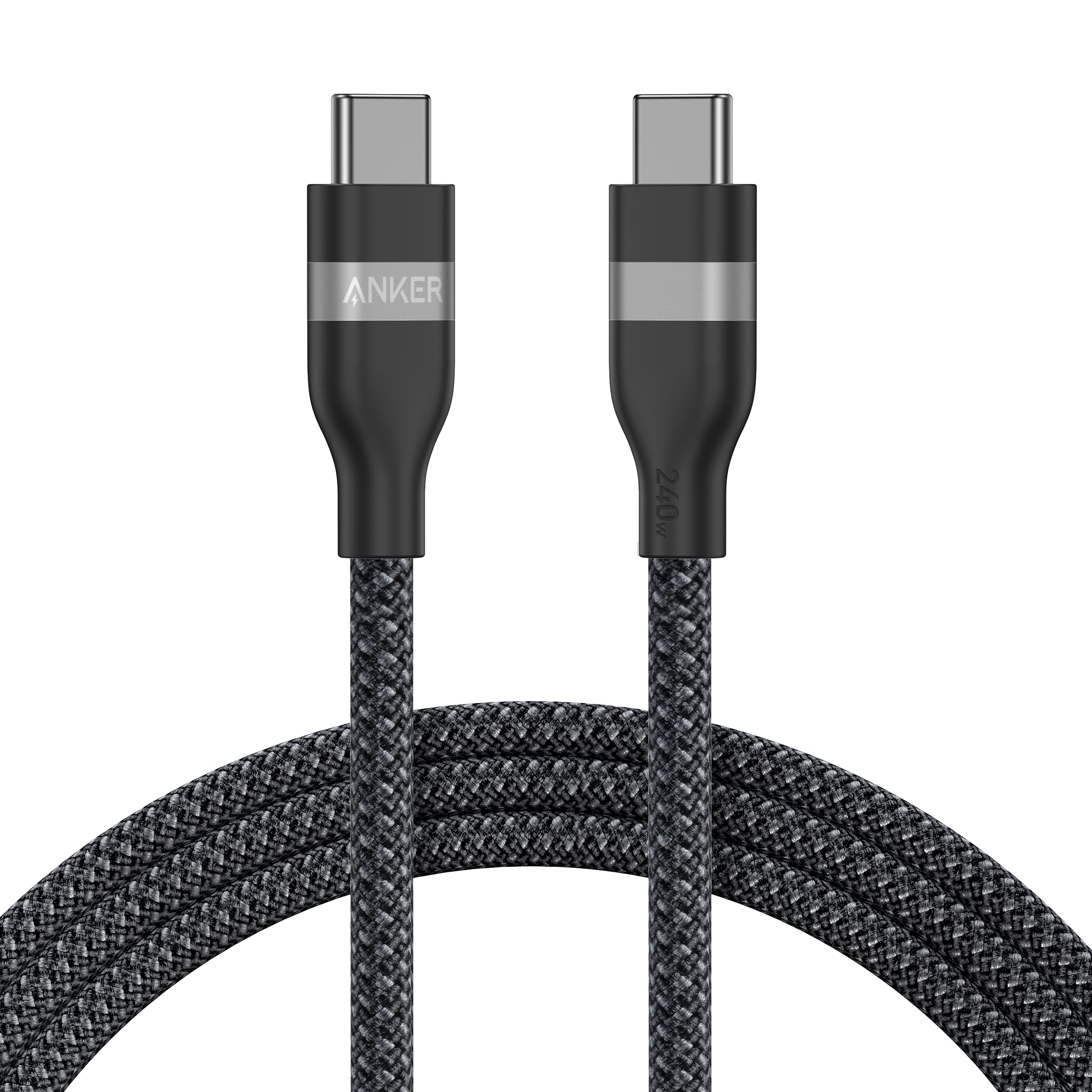 Anker USB-C to USB-C Cable (3 ft / 6 ft, 240W, Upcycled-Braided) K7 6 ft / Black