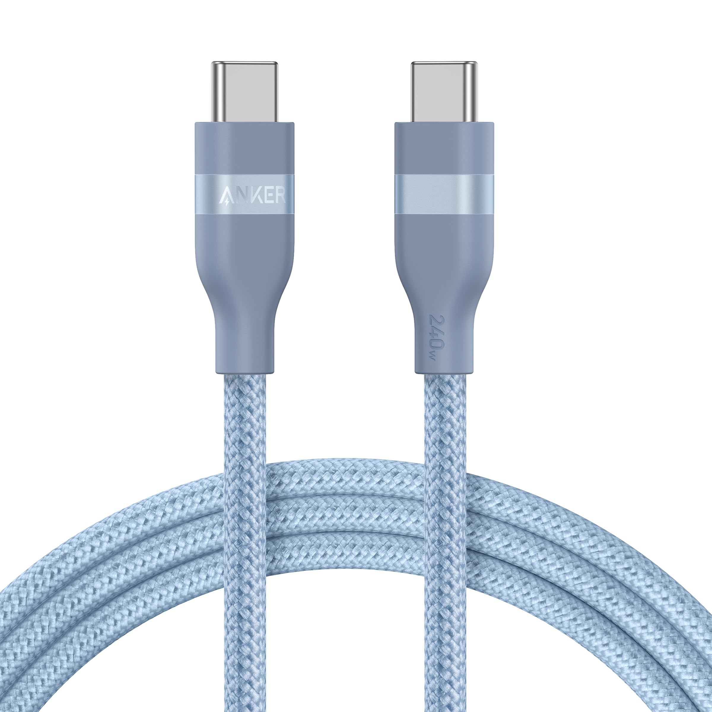 Anker USB-C to USB-C Cable (3 ft / 6 ft, 240W, Upcycled-Braided) K7 6 ft / Ice Lake Blue