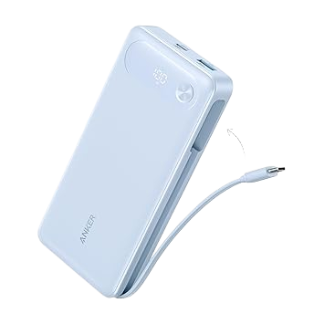 Anker Power Bank (20K, 87W, Built-In USB-C Cable) D6 Misty Blue