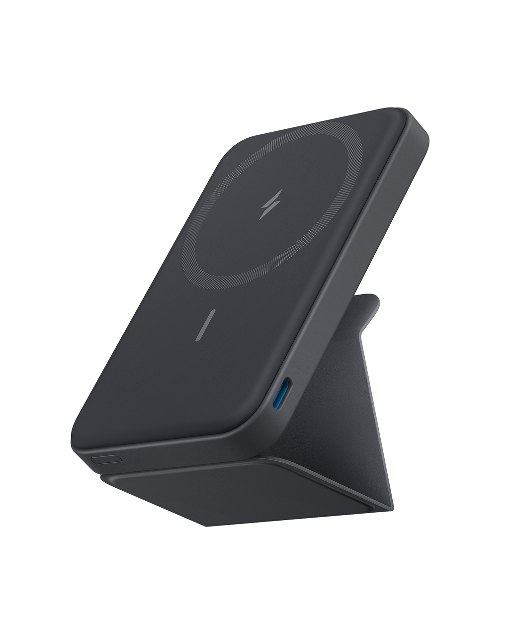 Anker with foldable stand for magnetic wireless charging