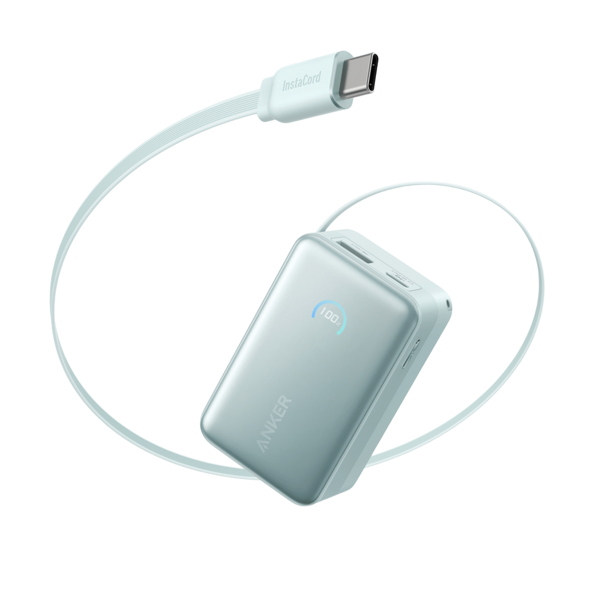 Anker Nano Power Bank (10K, 45W, Built-In Retractable USB-C Cable) N9 Teal Oasis