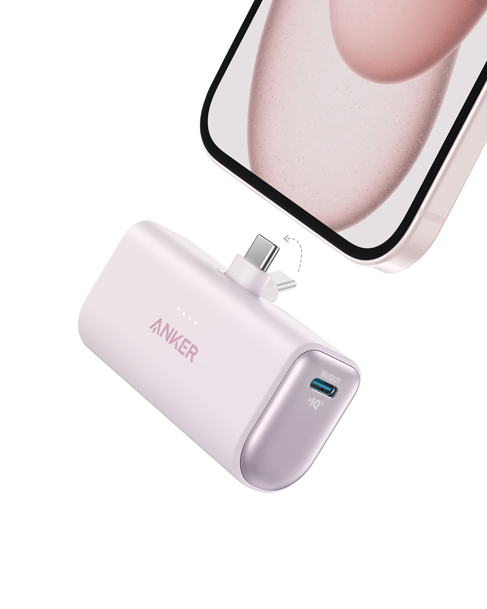 Anker Nano Power Bank (22.5W, Built-In USB-C Connector) M1 Lotus Pink