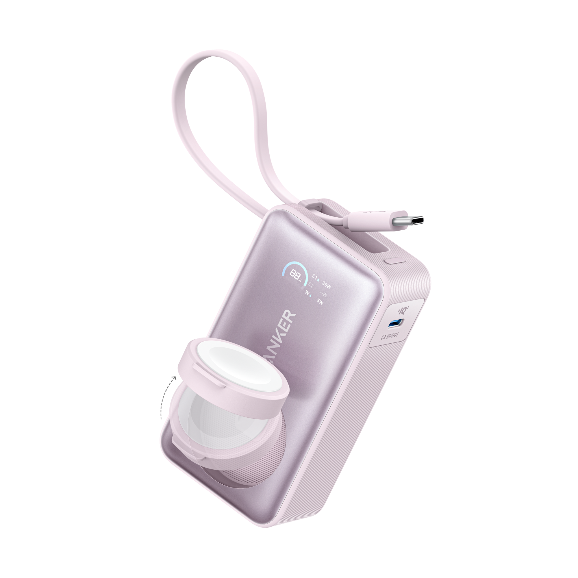 Anker MagGo Power Bank (10K, 35W, For Apple Watch) K0 Pink Aura