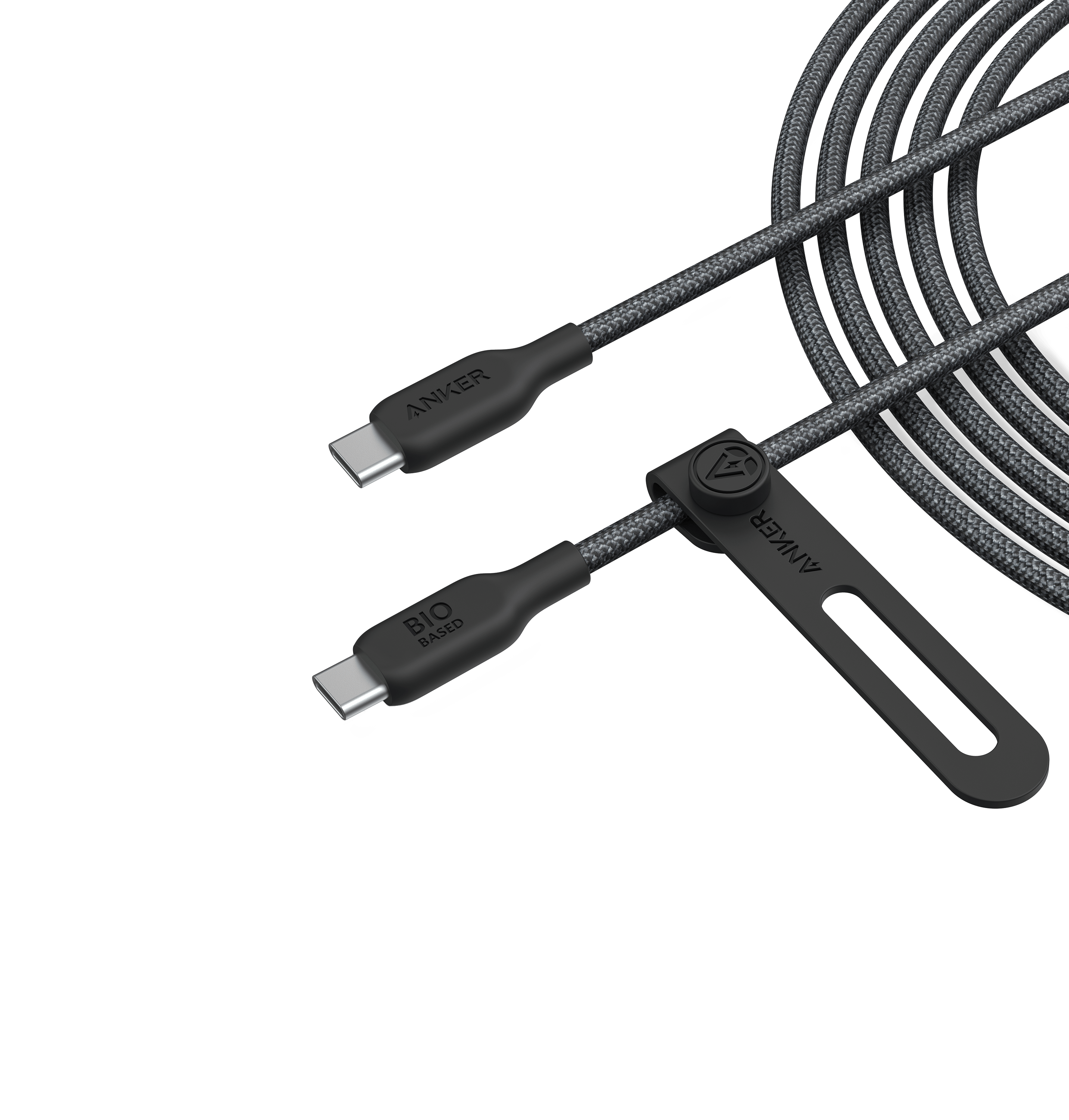 Anker with black USB-C bio-based cable for fast charging