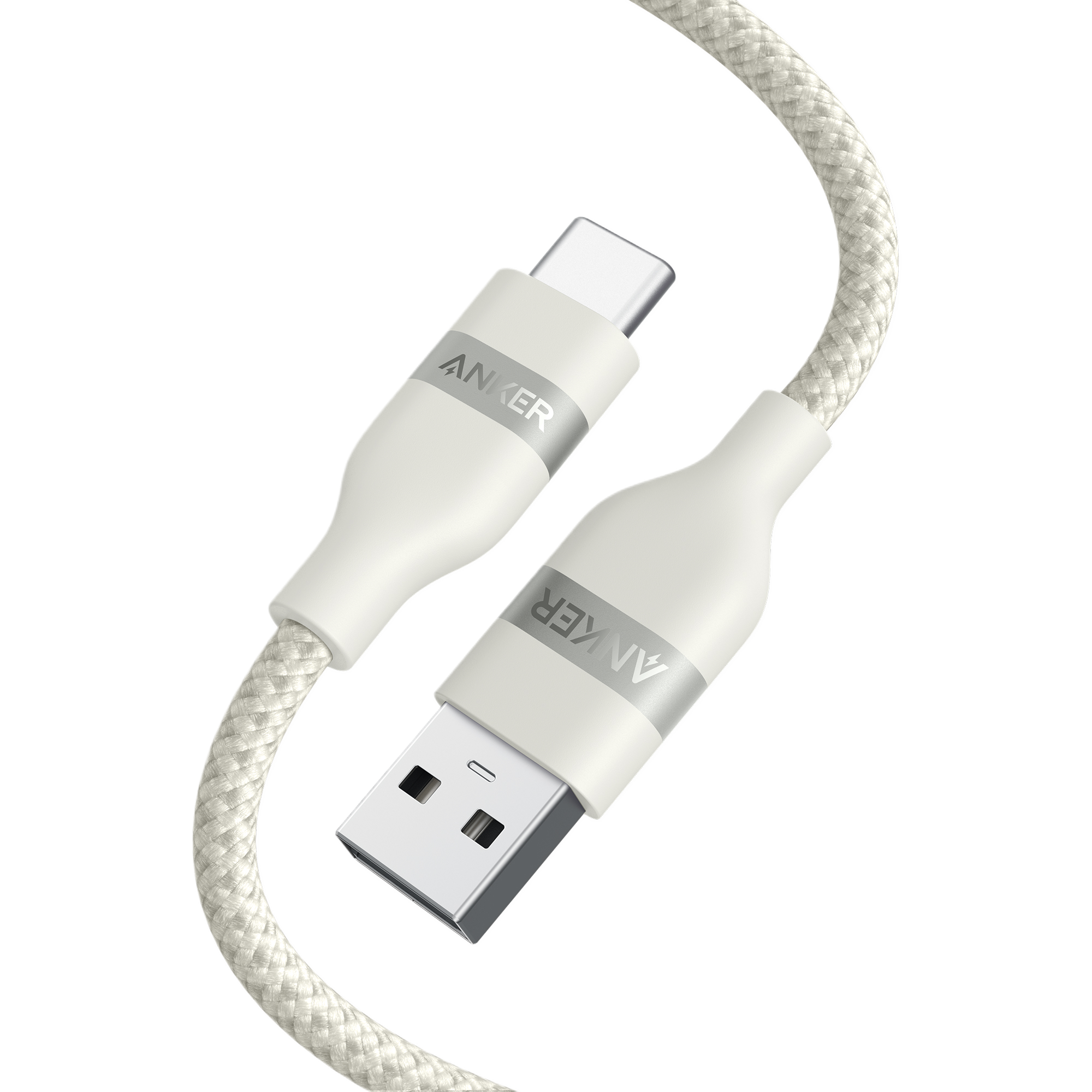 Anker USB-A to USB-C Cable (3 ft/6 ft, Upcycled-Braided) C3 White / 3 ft