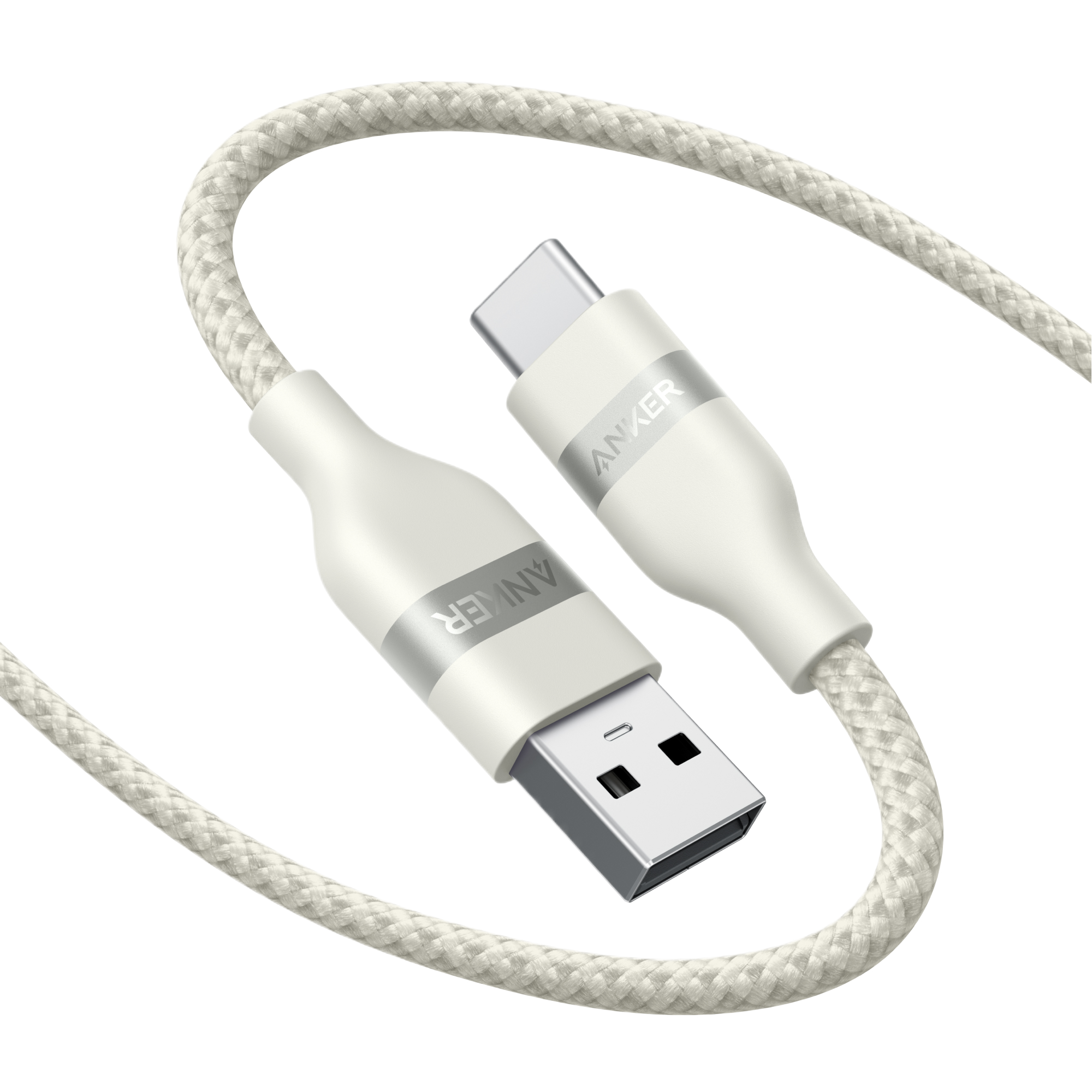 Anker USB-A to USB-C Cable (3 ft/6 ft, Upcycled-Braided) C3 White / 6 ft