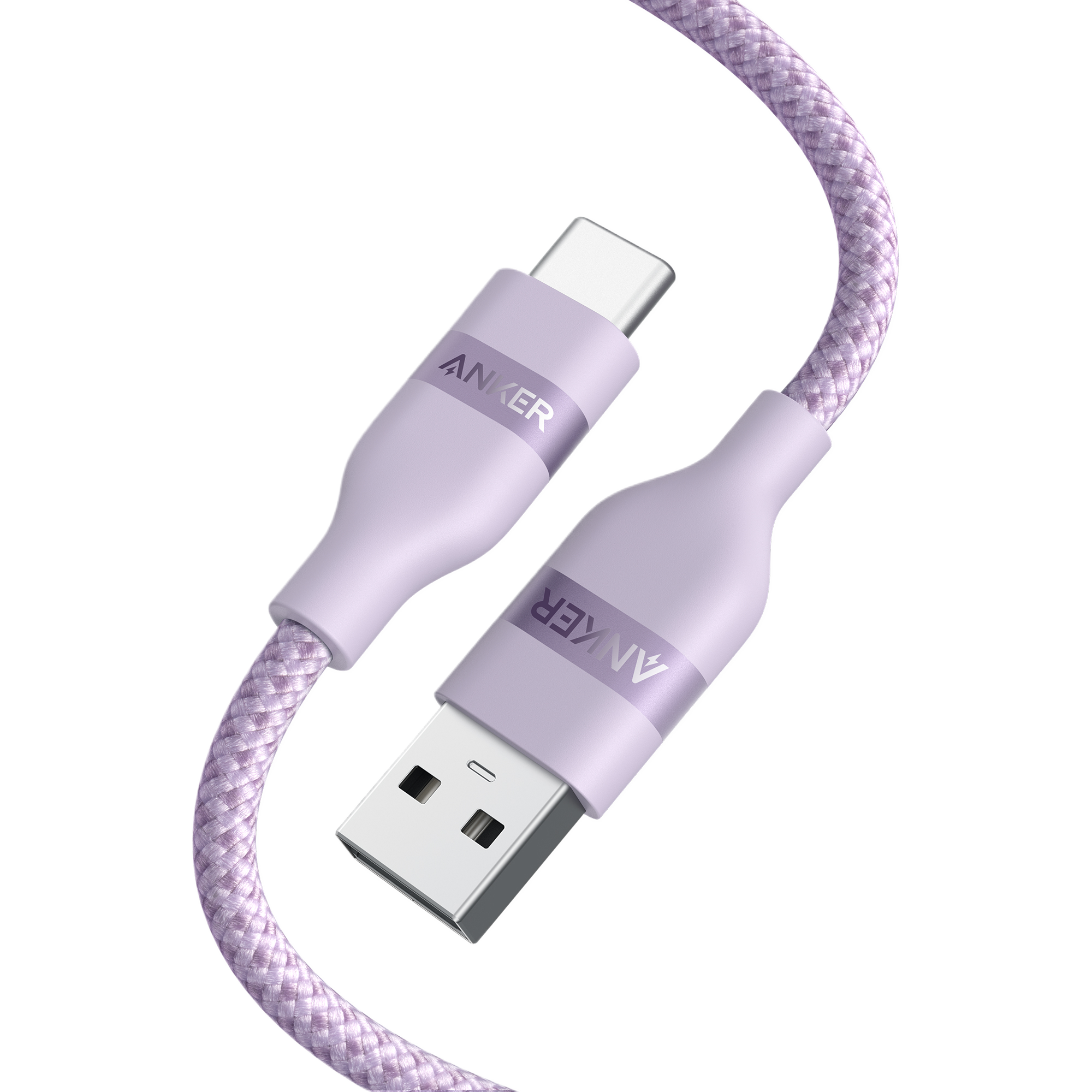 Anker USB-A to USB-C Cable (3 ft/6 ft, Upcycled-Braided) C3 Violet / 3 ft