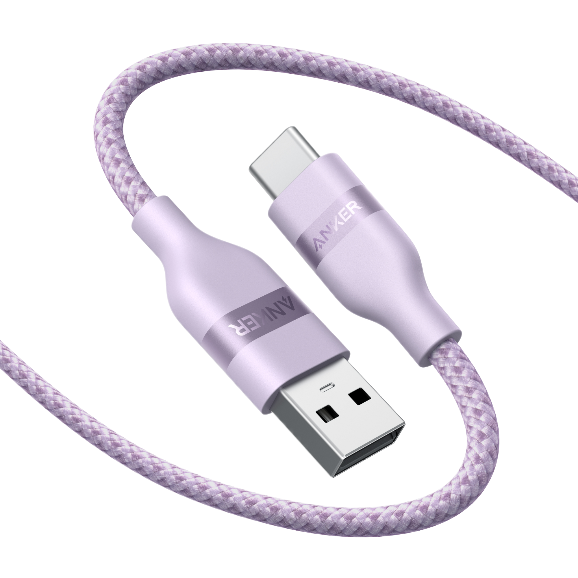 Anker USB-A to USB-C Cable (3 ft/6 ft, Upcycled-Braided) C3 Violet / 6 ft