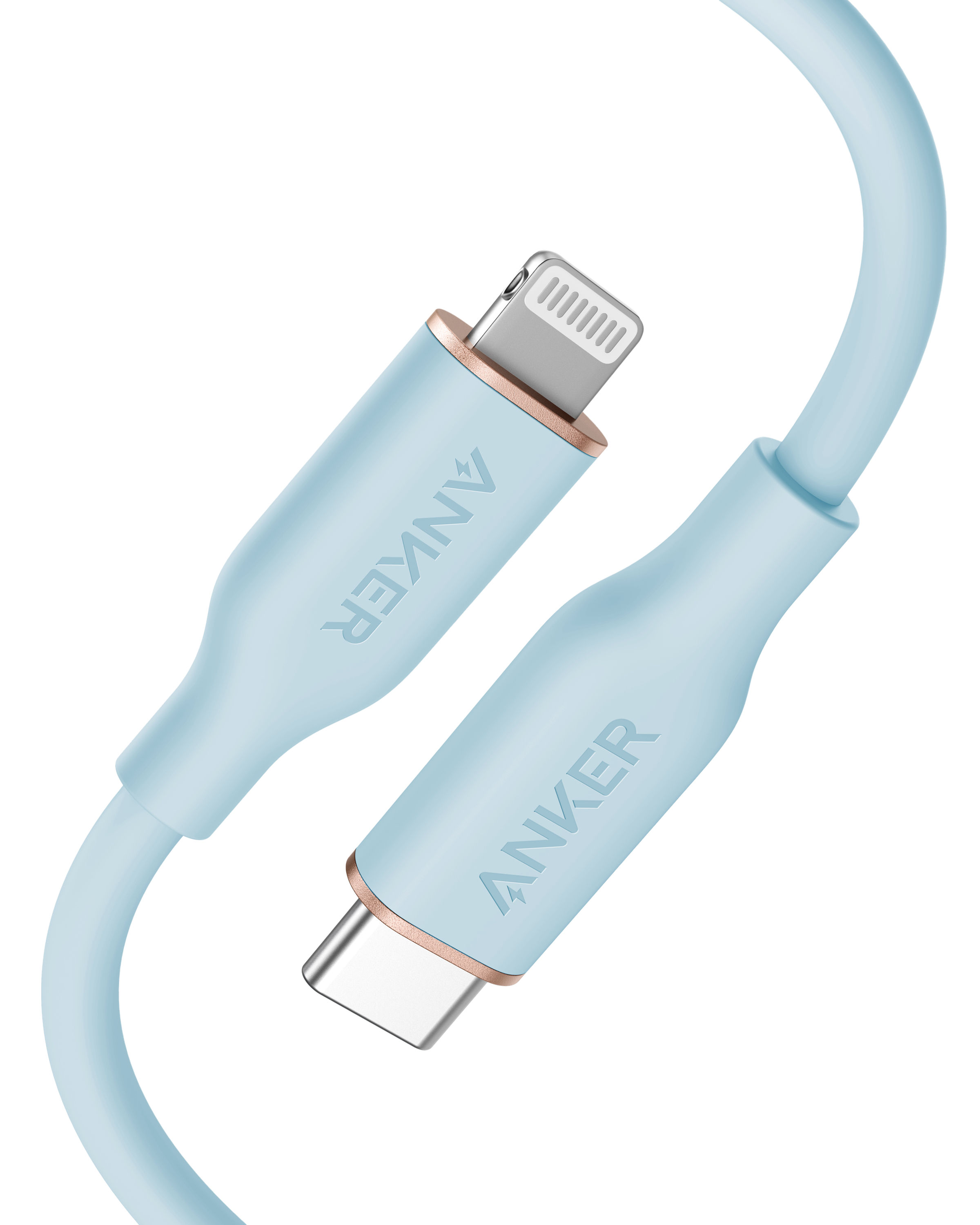 Anker 641 USB-C to Lightning Cable (Flow, Silicone) V1 3ft / Misty Blue