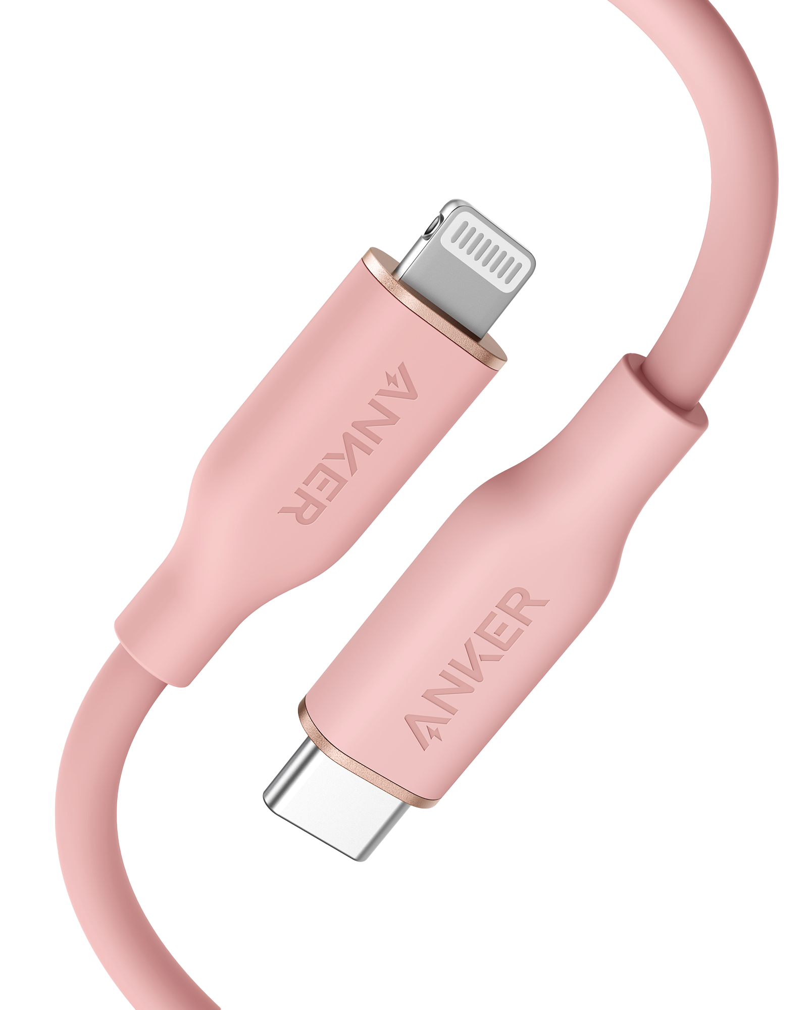 Anker 641 USB-C to Lightning Cable (Flow, 3 ft Silicone) R0 3ft / Coral Pink