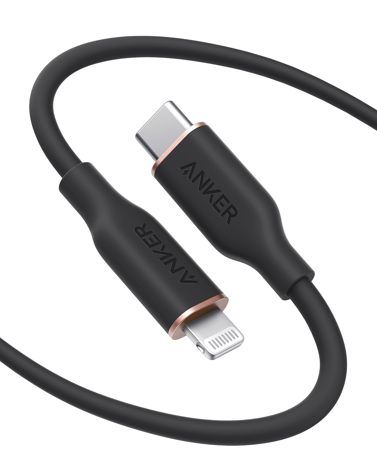 Anker 641 USB-C to Lightning Cable (Flow, Silicone) V1 6ft / Midnight Black