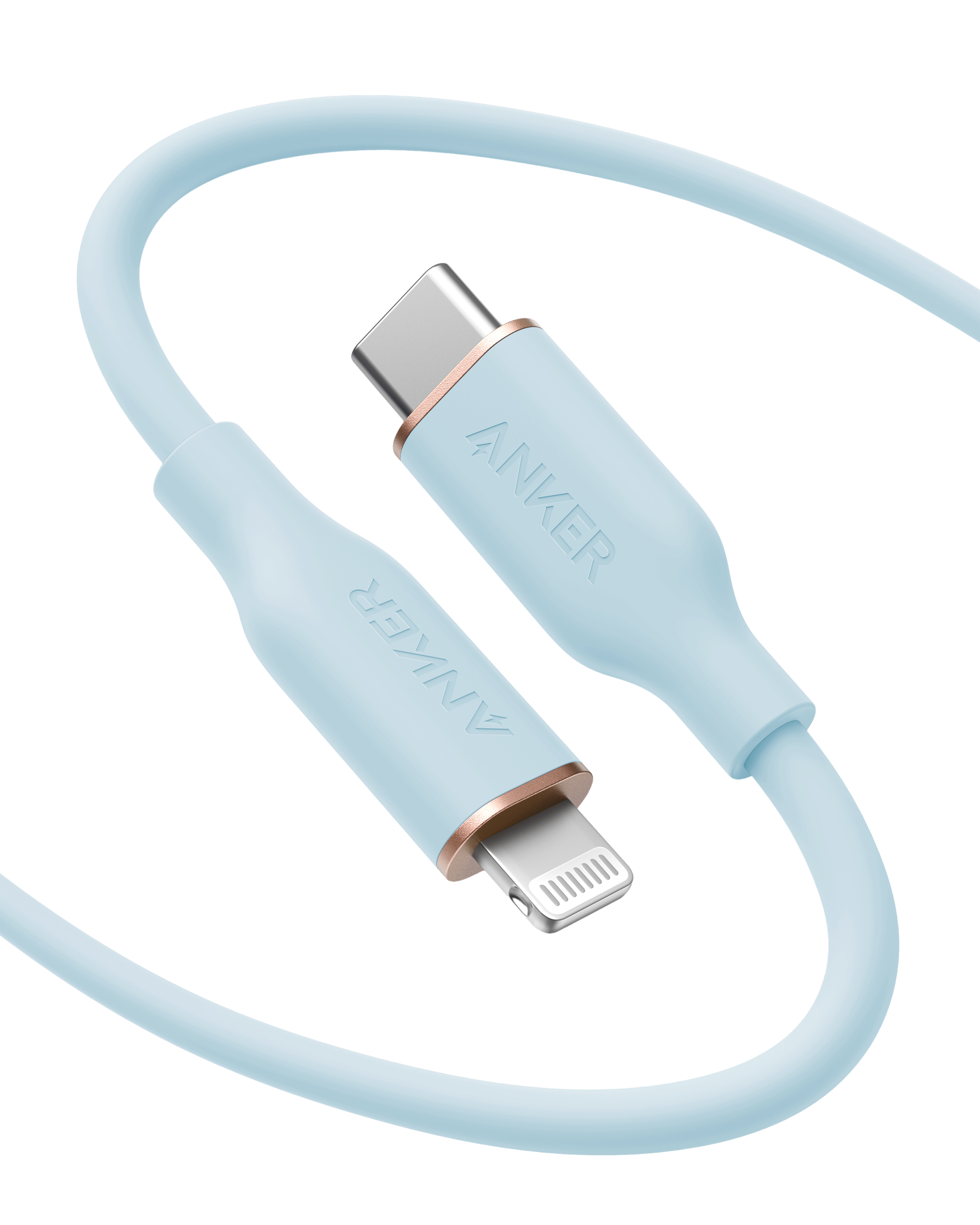 Anker 641 USB-C to Lightning Cable (Flow, Silicone) V1 6ft / Misty Blue