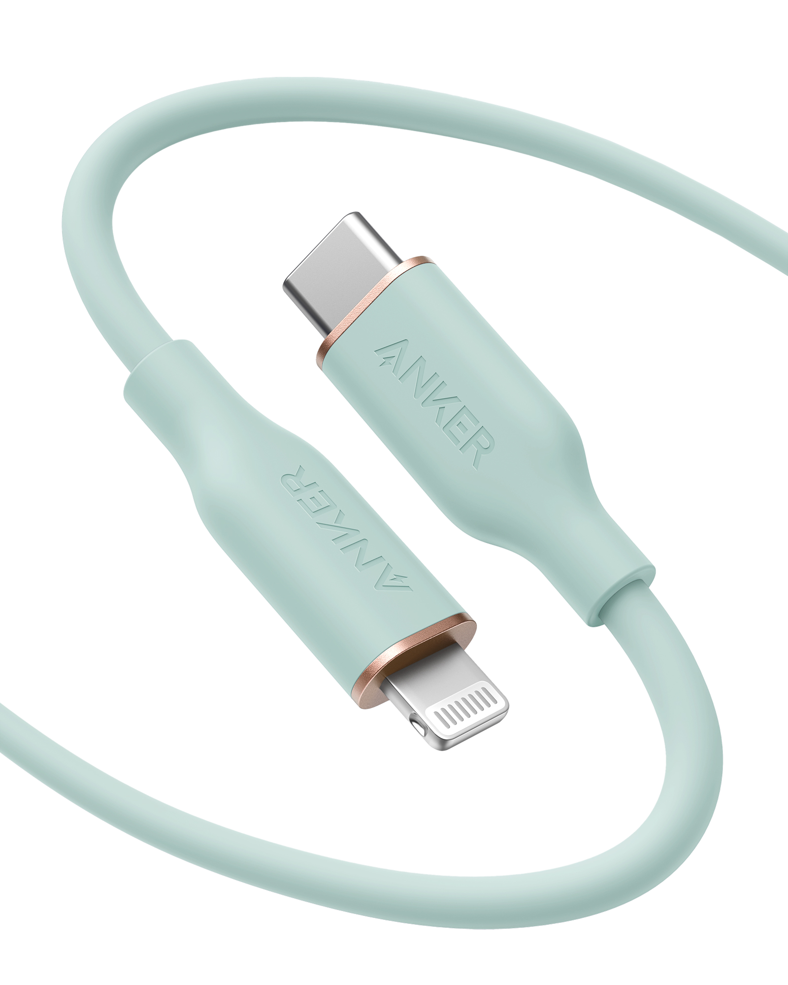 Anker 641 USB-C to Lightning Cable (Flow, Silicone) V1 6ft / Mint Green