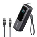Anker Laptop Power Bank (25K, 165W, Built-In and Retractable Cables) and Anker USB-C to USB-C Cable (6 ft, 240W, Upcycled-Braided) K4 Black / Power Bank + 3ft Cable