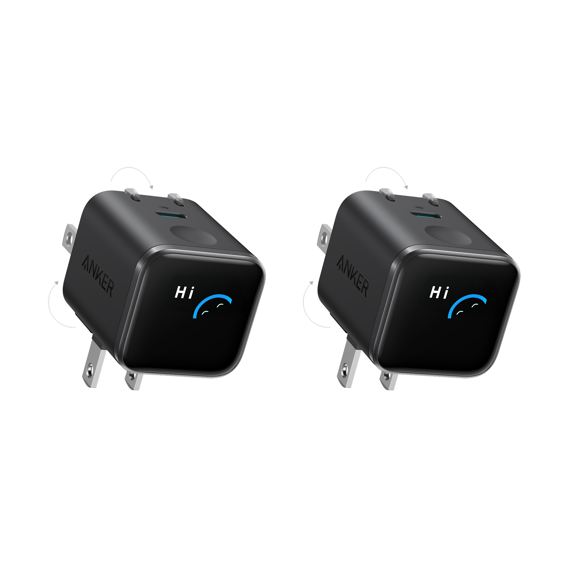 Anker Nano Charger (45W, Smart Display, 180° Foldable) P3 Black Stone | 2-Pack