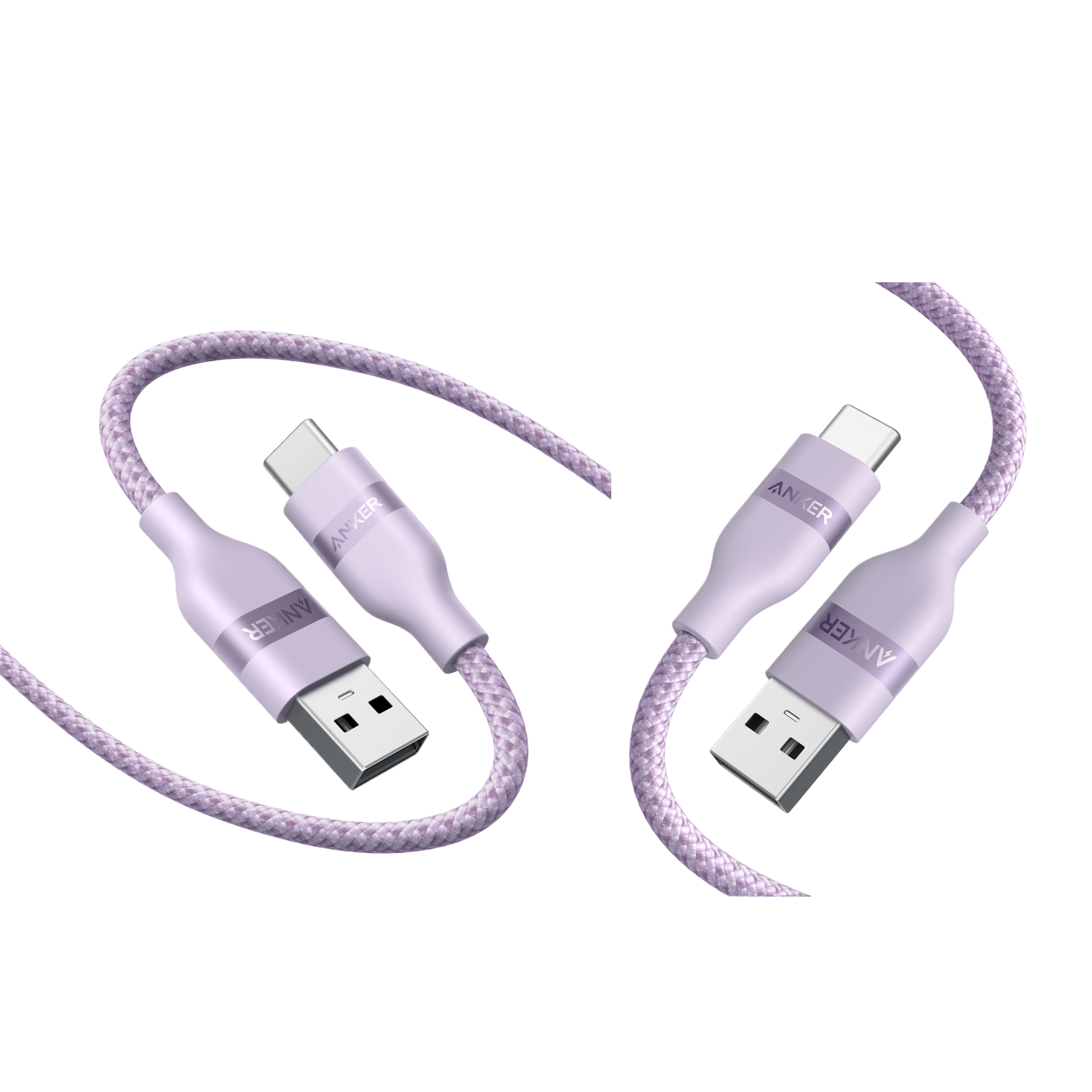 Anker USB-A to USB-C Cable (Upcycled-Braided, 2 Pack, Violet） P1 Violet / 3 ft × 6 ft