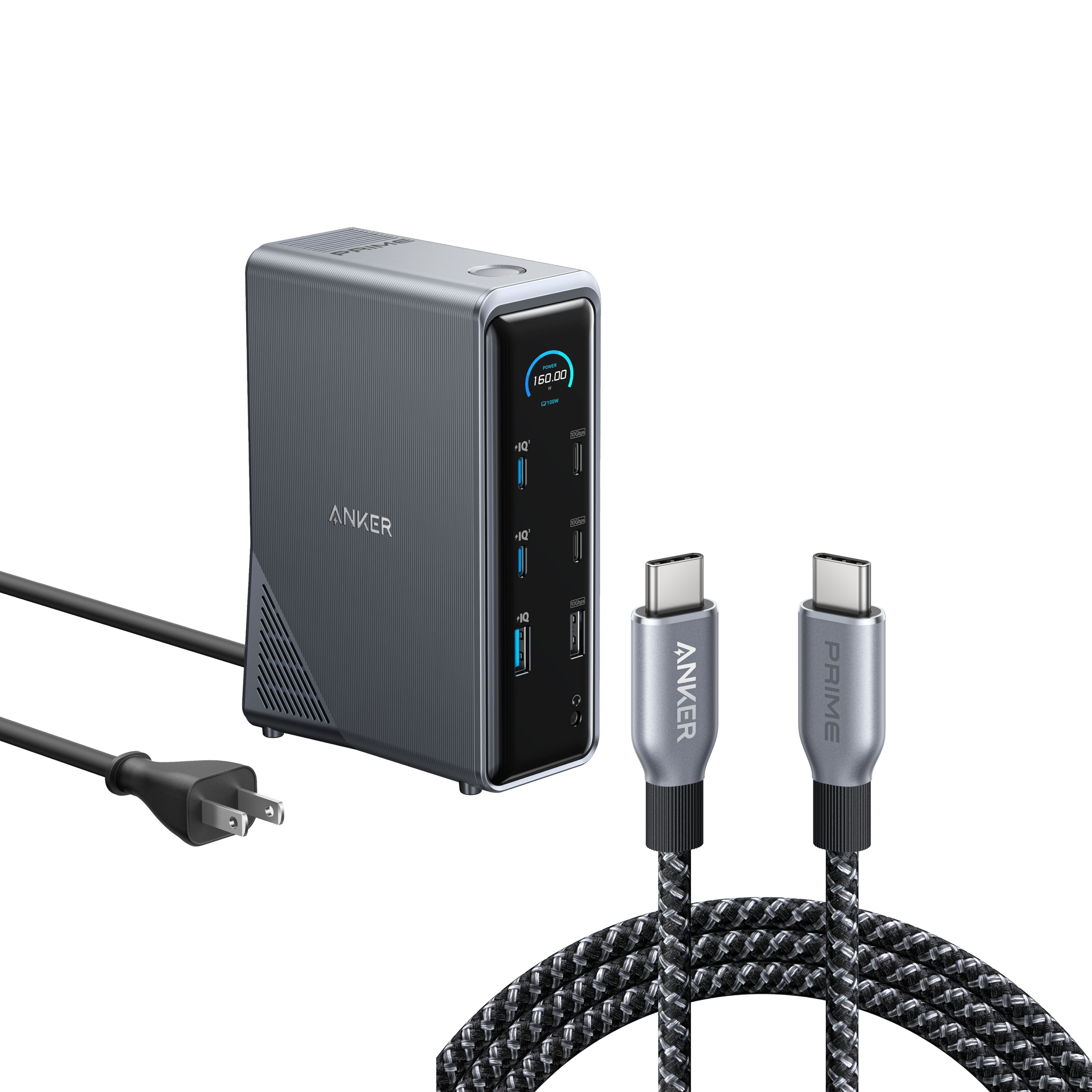 Anker Prime Charging Docking Station with 240W USB-C to USB-C Cable O8 Docking Station with 6 ft USB-C Cable