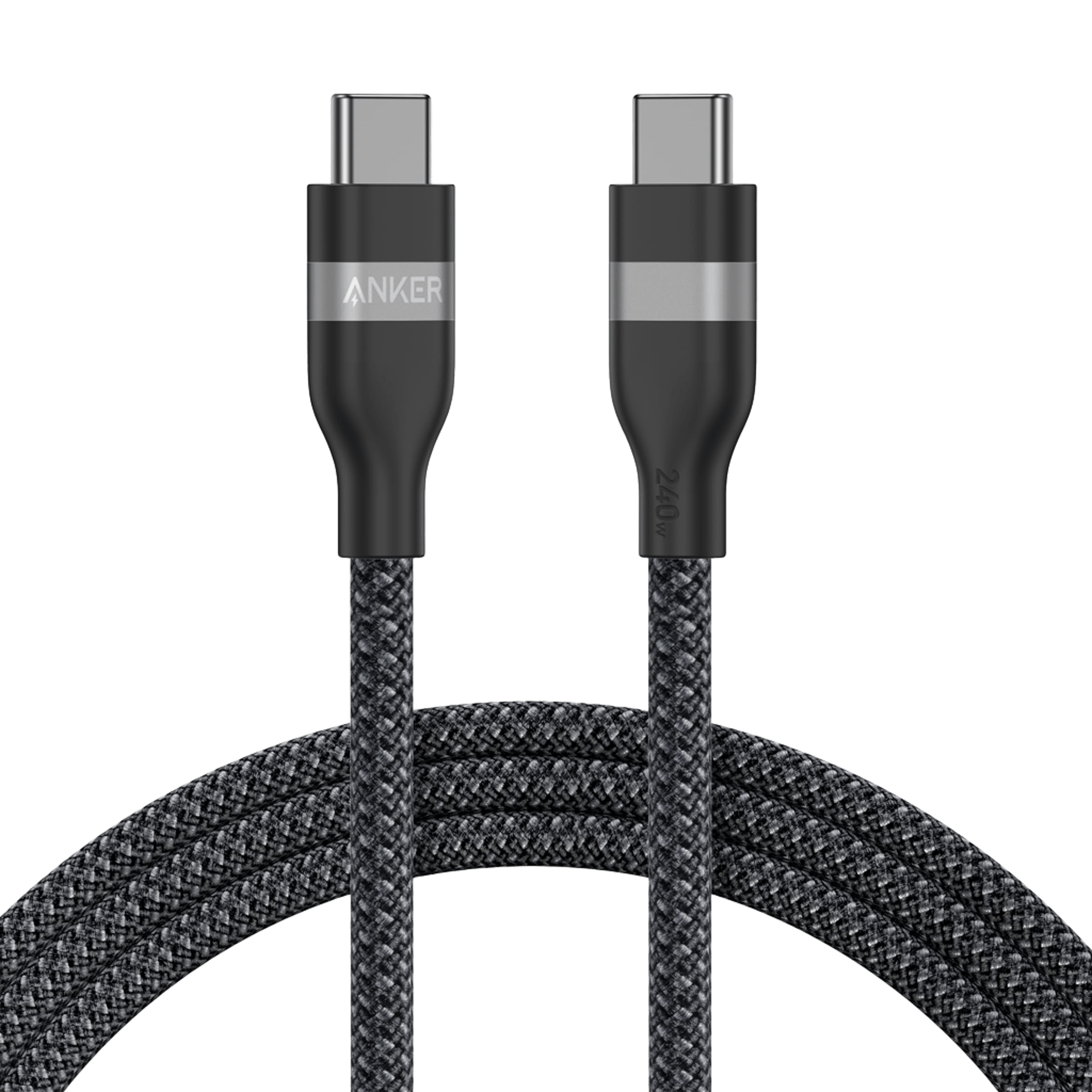 Anker USB-C to USB-C Cable (3 ft / 6 ft, 240W, Upcycled-Braided) M6 6 ft / Black Stone