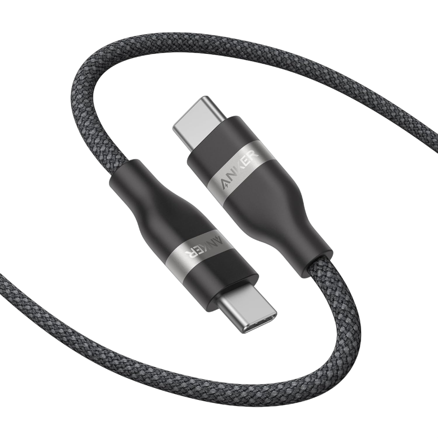 Anker USB-C to USB-C Cable (3 ft / 6 ft, 240W, Upcycled-Braided) M6 10 ft / Black Stone